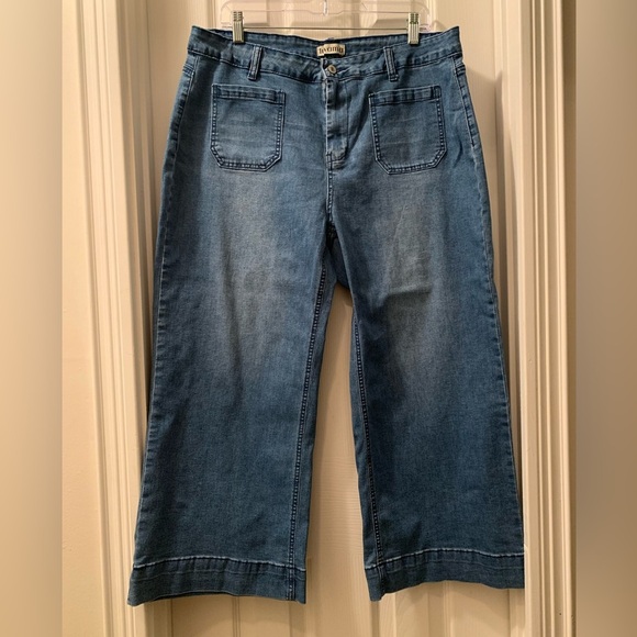 Luvamia Wide Leg Jeans Trendy Cropped Women’s Blue Jeans Cotton Blend Size 2XL - Picture 2 of 16